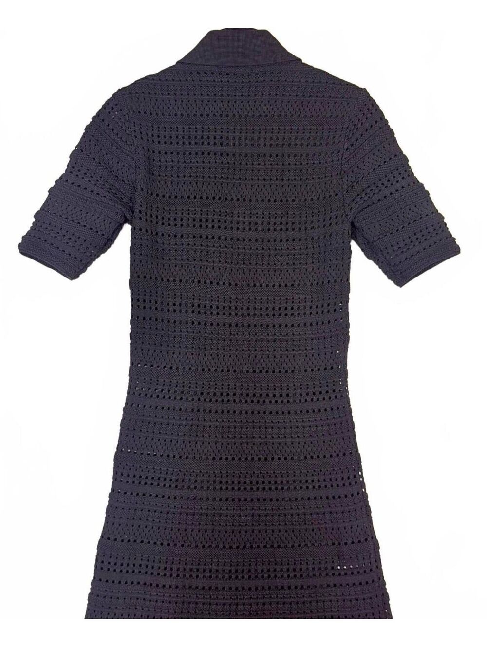 Rebecca Vallance Magnolia Knit Midi Dress Black Pointelle Polo Collar Size Small - Picture 4 of 6